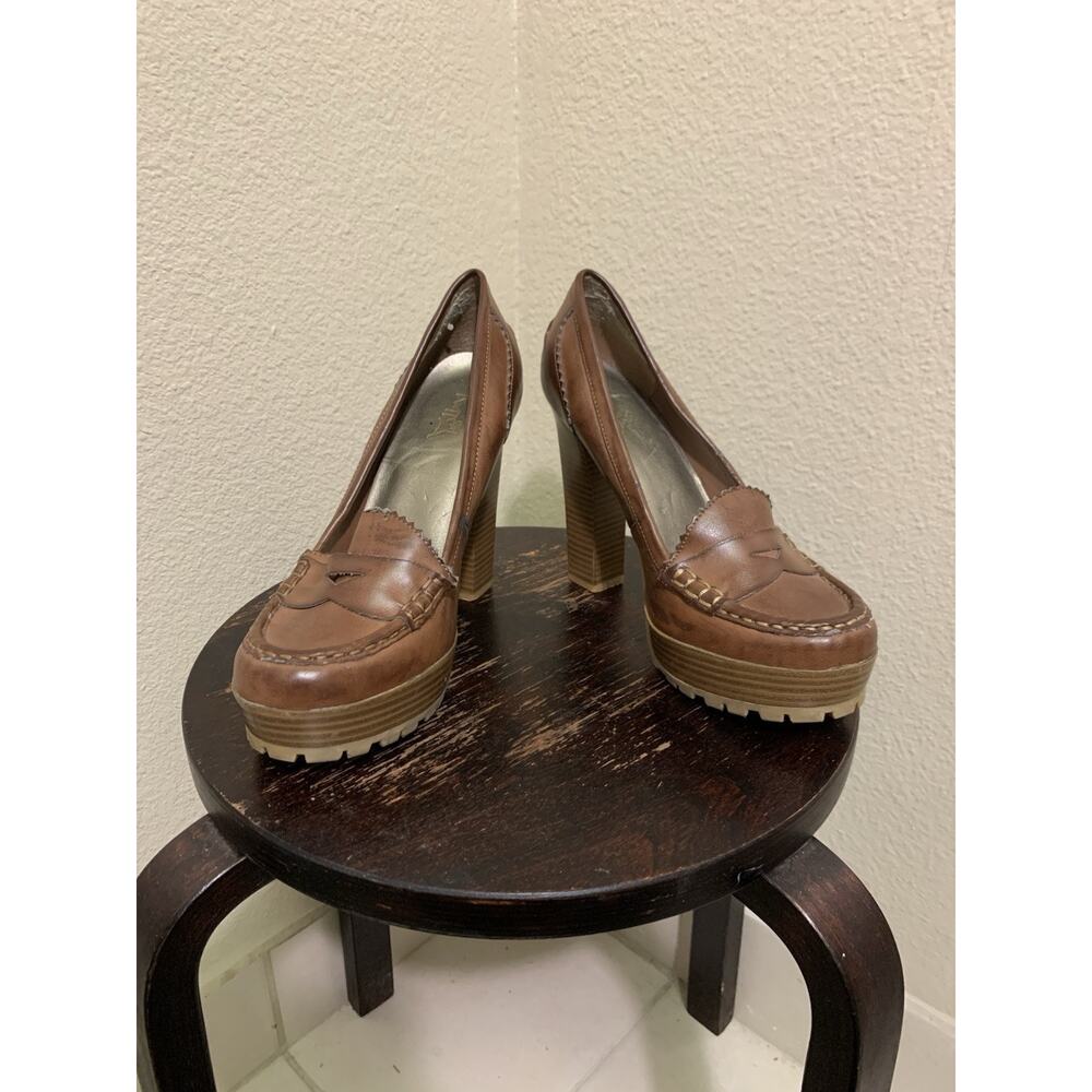 Mia Girl Brown Platform Brown Faux Leather Heels Size 7.5